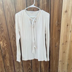 CAbi Oatmeal tie neck shirt